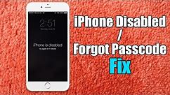 Iphone Disabled / Forgot Passcode iPhone Fix - Hard Reset for iPhone 6/5s/5c/5/4s