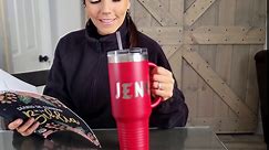 Custom Personalized 40 oz Insulated Stainless Steel Tumbler with Handle and Straw and Lid - Customized with Any Name or Text (Navy Blue)