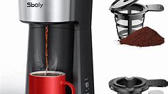 Sboly Single Serve Coffee Maker for K Cup & Ground Coffee, Coffee Maker With Bold Brew, 6 to 14 oz Fits Travel Mug, Classic Black
