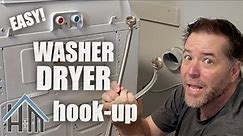 The washer dryer hook up! How to install connect washing machine and clothes dryer.You Can do it!
