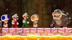New Super Mario Bros Wii - All Bosses (4 Players)