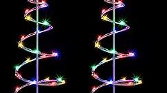 8 Modes Spiral Lighted Christmas Tree Outdoor Yard Decorations with Metal Stakes LED Spiral Light Kit with Star Topper Spiral Christmas Tree for Night Holiday Garden(Set of 2, 3 FT)