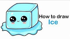 how to draw a cute ice cube or an ice cube easy step by step , cute things to draw step by step