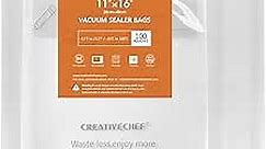 Vacuum Sealer Bags 100 Pint 11 x 16 Inch By CREATIVECHEF, Great for Food Saver, Vac Seal a Meal Bags, Vacuum Storage, Seal a Meal, Weston. Commercial Grade, BPA Free, Heavy Duty Sous Vide Vac Seal
