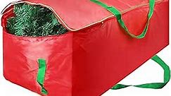 Christmas Tree Storage Bag - Fits Up to Tall 7.5 ft Xmas Artificial Tree - Xmas Tree Box with Double Zippers and Reinforced Handles - Extra Large Storage Container for Trees and Decorations - Red
