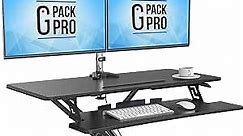 Standing Desk Converter Adjustable up to 19.3" for Dual Monitors. Ergonomic Black Riser Promotes Healthy Workstation