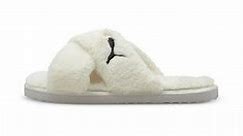 Puma Fluff slippers in white | ASOS