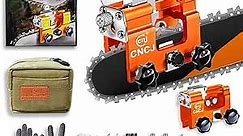 Chainsaw Sharpener Jig Kit, Hand Cranked Chain Saw Sharpening Tool with 3 Pcs Tungsten Carbide Bits& Durable Carry Bag, for 4"-22" Chain Saws