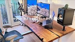 Oak desktop by Earthy Timber. Modern wood desk top with resin enhancements ideal for standing desk