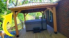 WE BUILT A HUGE GAZEBO OVER THE HOT TUB ! SHOPPING FOR DECK FURNITURE LIGHTS AND ACCESSORIES