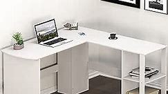 SHW L-Shaped Home Office Wood Corner Desk, White
