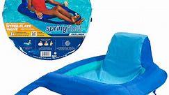 SwimWays Spring Float Recliner Chair for Swimming Pool, Inflatable Pool Floats Adult with Fast Inflation, Cup Holder & Foot Rest for Ages 15 & Up, Blue