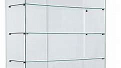 48" Glass Display Case w/ Sliding Doors, Base Cabinets, Frameless - Black