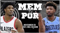 Memphis Grizzlies vs Portland Trail Blazers Full Game Highlights | Nov 3 | 2024 NBA Season