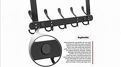 SAYONEYES Over The Door Hooks for Hanging Towels Coats Clothes with 5 Tri Hooks - Heavy Duty SUS304 Stainless Steel Over The Door Towel Rack for Bedroom Closet and Bathroom (Black)