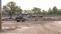 Construction appears to have begun on migrant tent camp site
