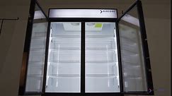 NAFCOOL Sub Zero Commercial Beverage Refrigerator Display Fridge,46 Cu Ft Two Glass Door Upright Merchandiser Drink Cooler with LED Light Adjustable Shelves,ETL and NSF Approval