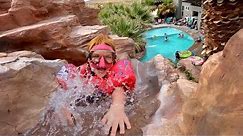 BACKYARD WATER PARK!! Adley Slides Backwards! Ultimate Family Vacation and Pool Party with Friends