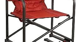 TIMBER RIDGE Folding Bounce Rocker, Portable Director's Rocking Camping Mesh Pocket Compact Outdoor Lawn Chair, Supports 300 lbs, Fiery Red