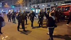 Police and explosions at the protests against pension reform in Paris, France