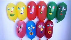 10 water Balloons Compilation - Lot of Faces Balloon Finger Nursery Song - Learn colours video