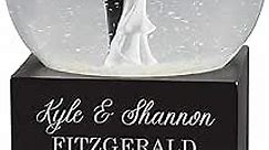 Personalization Universe Personalized Wedding Couple Musical Snow Globe - Engraved Names & Message, Plays Wedding March Music, Ideal Wedding Gift, Tabletop Decor, Custom Keepsake, Anniversary