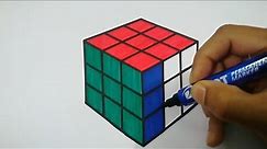 Drawing Rubik's Cube Easy l Draw Rubik's Cube with Simple Steps