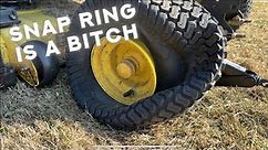 How to remove and replace front wheel tire John Deere riding mower tractor