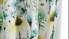 FINECITY Yellow Pattern Curtains for Bedroom, Light Block Poppy Floral Room Darkening Curtains 63 Inch Length for Girls Room, Grommet Privacy Flower Drapes 2 Panels Set, 52 x 63 Inch, Yellow