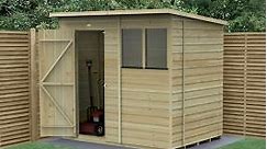 7' x 5' Forest Beckwood 25yr Guarantee Shiplap Pressure Treated Pent Wooden Shed (2.26m x 1.7m)