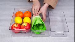 Stackable Refrigerator Organizer Bins, Fridge Clear Bins With Handles Kitchen Organizer Container for Freezer, Pantry, Cabinets, Drawer, Shelves, Plastic Storage Bins 9 Pack