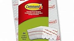 Command Poster Strips, Damage Free Hanging Poster Hangers, No Tools Wall Hanging Strips for Posters, 64 White Command Adhesive Strips