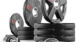 XMark Olympic Weight Set with EZ Curl Bar, Barbell Olympic Weight Set, XMark Texas Star Weight Plates Set with Our Easy Olympic Curl Bar, 2" Barbell Set, Bicep Curl and Triceps Extension