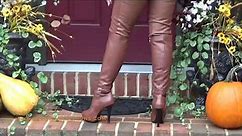 AUTUMN 2019 OOTD BROWN LEATHER KNEE BOOTS LEATHER PANTS JEAN JACKET FASHION STYLE PART 1