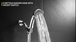 High Pressure 6 Setting Shower Head Hand-Held with ON/OFF Switch and Spa Spray Mode - Hand Held Shower Head with Handheld Spray - Shower Head with Hose - Chrome