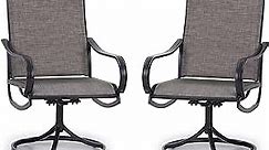 PHI VILLA Set of 2 Patio Swivel Dining Chairs, Outdoor, Metal with Textilene Mesh Fabric, Furniture with Armrest, Black Frame.