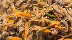 Homemade beef stir-fry with soba noodle