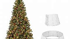 Christmas Tree Collar, Christmas Tree Base Cover, Plastic Wicker Christmas Tree Ring Basket for Artificial Christmas Trees Decoration, 26Inch Diameter White