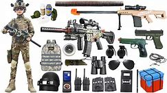 Special Police Weapon Toy Set Unpacking - Barrett Sniper Gun, M416 Gun, Glock Pistol, Dagger Grenade