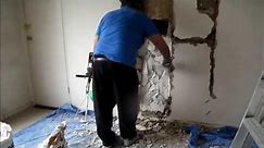 Plastering up large hole where a wall heater was ~ Hawthorn Plaster Repairs