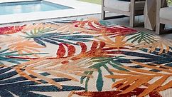 8x10 Water Resistant, Large Indoor Outdoor Rugs for Patios, Front Door Entry, Entryway, Deck, Porch, Balcony | Outside Area Rug for Patio | Multi-Color, Floral | Size: 7'11'' x 10'3''