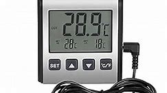 Refrigerator Thermometer,frdge Thermometer,Freezer Thermometer, Extra Sensor,Big LCD,Stainless Panel