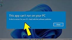 This app can't run on your PC in Windows 11 / 10 / 8 / 7 | How To Fix this App Cant Run On Your pc ✅
