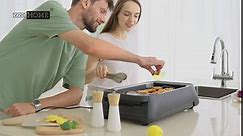 VIVOHOME 1300W Electric Smokeless Indoor BBQ Grill with Tempered Glass Lid and Removable Non-stick Griddle Plates, Turbo Smoke Extractor Technology