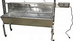 COMMERCIALBARGAINSINC Portable BBQ Whole Pig, Lamb, Goat Charcoal Spit Rotisserie Roaster Grill, 30 Watt Motor, 201 Stainless Steel, with Back Cover Guard