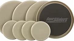 Super Sliders 3 1/2" & 7" Round Reusable Furniture Sliders for Carpet - Effortless Moving and Surface Protection, Beige (8 Pack)