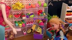 Grocery Store ! Elsa And Anna Toddlers Go Shopping - Barbie Is Store Manager