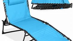 Best Choice Products Patio Chaise Lounge Chair, Outdoor Portable Adjustable Pool Recliner w/ Pillow - Light Blue