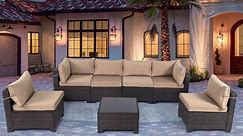 13 Pieces Outdoor Patio Furniture Sets,Rattan Conversation Sectional Set,Manual Weaving Wicker Patio Sofa,w/Table&Wide Armrest