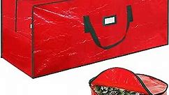 Christmas Tree Storage Bag & Wreath Storage Container, Large Waterproof Xmas Tree Storage Box Organizer, Fits Up To 9ft Artificial Tree with Sturdy Handles and Label Window (Red)
